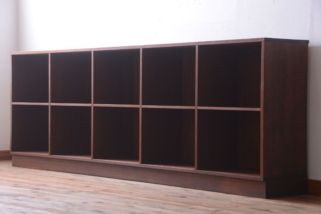 レトロ家具　昭和レトロ　大きな横型アンティークマス目棚(2)