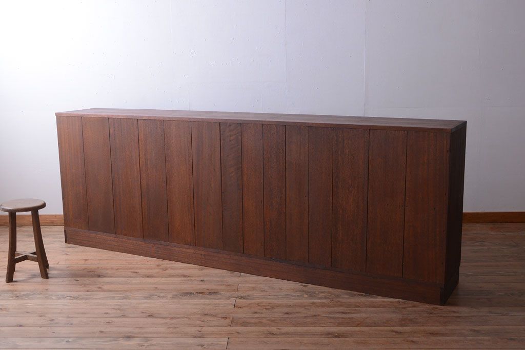 レトロ家具　昭和レトロ　大きな横型アンティークマス目棚(2)