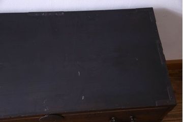 アンティーク家具　和製アンティーク　鉄脚付き!シンプルな古い木の時代箪笥ローボード(ローチェスト、引き出し、テレビボード)(1)