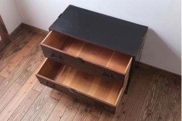 アンティーク家具　 和製アンティーク　鉄脚付き!シンプルな古い木の時代箪笥ローボード(2)