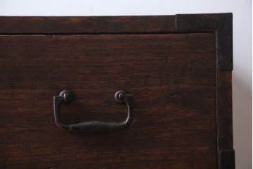 アンティーク家具　 和製アンティーク　鉄脚付き!シンプルな古い木の時代箪笥ローボード(2)