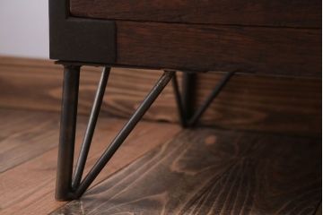 アンティーク家具　 和製アンティーク　鉄脚付き!シンプルな古い木の時代箪笥ローボード(2)