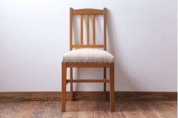 アンティーク家具　和製アンティーク　アンティークリネン座面のシンプルなダイニングチェア(2)