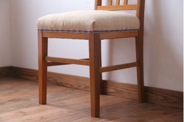 アンティーク家具　和製アンティーク　アンティークリネン座面のシンプルなダイニングチェア(2)