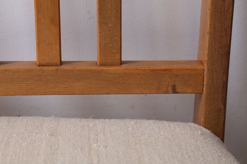 アンティーク家具　和製アンティーク　アンティークリネン座面のシンプルなダイニングチェア(2)