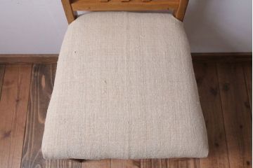 アンティーク家具　和製アンティーク　アンティークリネン座面のシンプルなダイニングチェア(2)