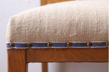アンティーク家具　和製アンティーク　アンティークリネン座面のシンプルなダイニングチェア(2)