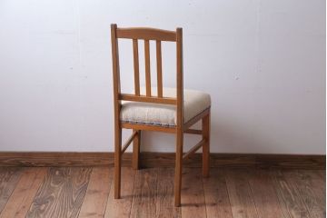 アンティーク家具　和製アンティーク　アンティークリネン座面のシンプルなダイニングチェア(2)