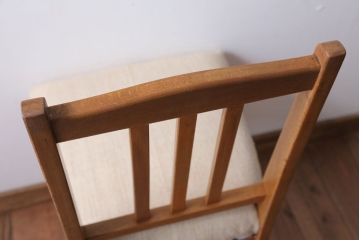 アンティーク家具　和製アンティーク　アンティークリネン座面のシンプルなダイニングチェア(2)