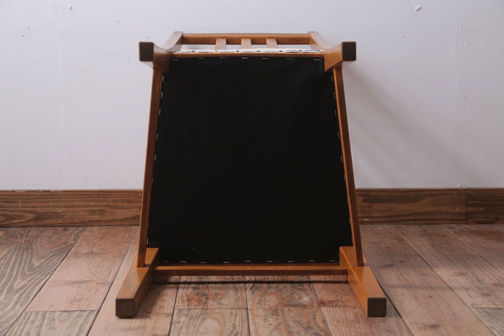 アンティーク家具　和製アンティーク　アンティークリネン座面のシンプルなダイニングチェア(2)