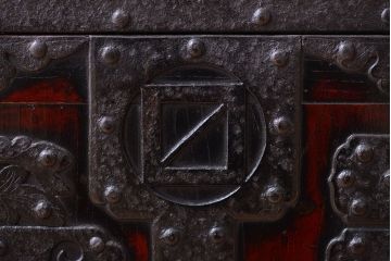 アンティーク家具　古民具・骨董　明治期　かくし付き!懸硯型佐渡船箪笥(掛硯型、懸硯型、舟箪笥)