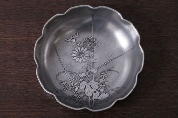 アンティーク雑貨　和製アンティーク　鳳山・本錫製、菓子器(煎茶道具)
