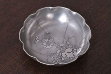 アンティーク雑貨　和製アンティーク　鳳山・本錫製、菓子器(煎茶道具)