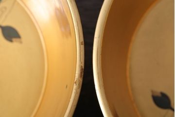 アンティーク　大正〜昭和初期!蓮の花の図　輪島塗木製蒔絵盃洗一対