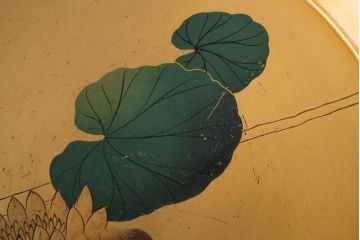 アンティーク　大正〜昭和初期!蓮の花の図　輪島塗木製蒔絵盃洗一対