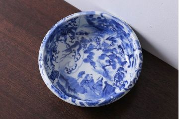 アンティーク雑貨　アンティーク　明治期　染付深鉢(お皿)