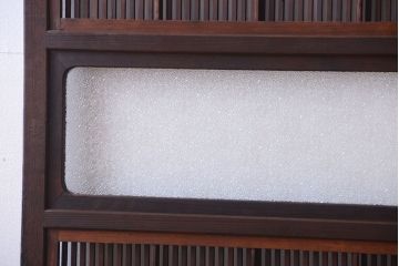 古民具・骨董　裏障子付き!ダイヤガラス帯のアンティーク格子戸