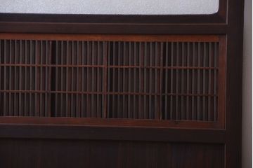 古民具・骨董　裏障子付き!ダイヤガラス帯のアンティーク格子戸