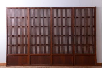 和製アンティーク　古い木のシンプルな格子戸4枚セット