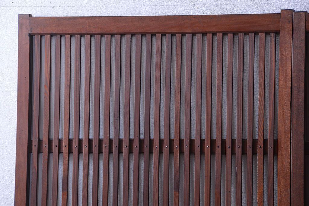 和製アンティーク　古い木のシンプルな格子戸4枚セット
