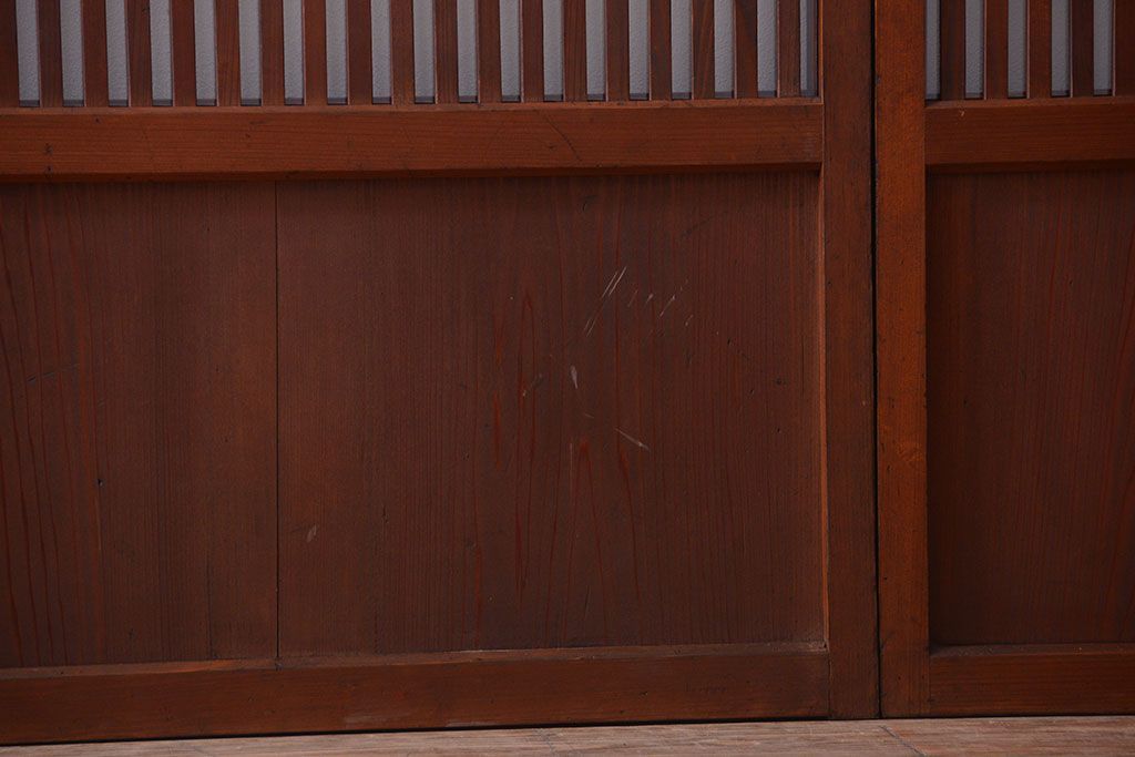 和製アンティーク　古い木のシンプルな格子戸4枚セット