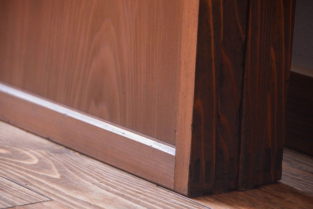 和製アンティーク　古い木のシンプルな格子戸4枚セット