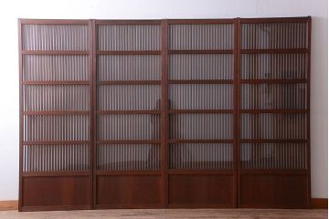 和製アンティーク　古い木のシンプルな格子戸4枚セット