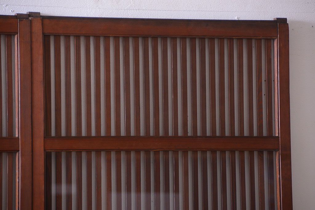 和製アンティーク　古い木のシンプルな格子戸4枚セット