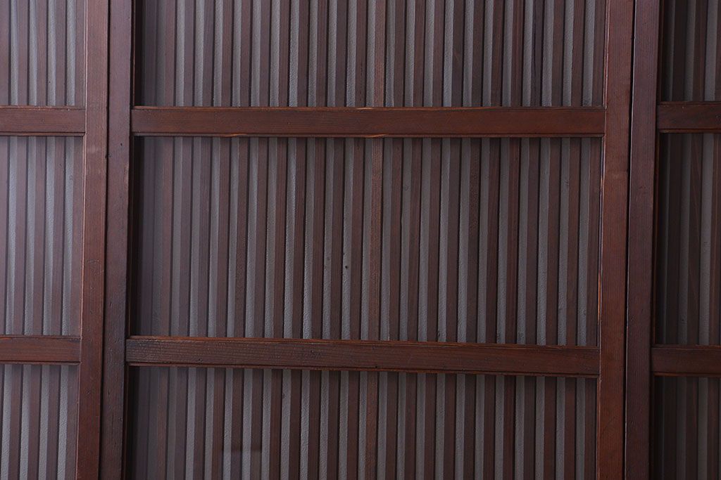 和製アンティーク　古い木のシンプルな格子戸4枚セット