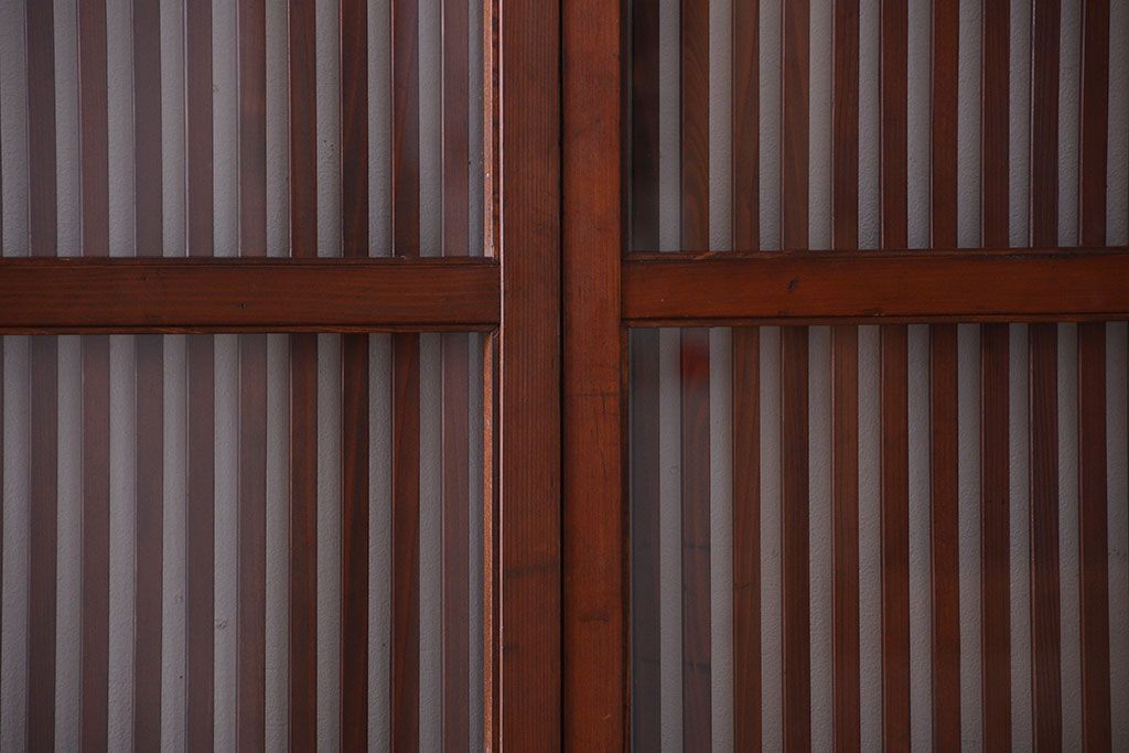 和製アンティーク　古い木のシンプルな格子戸4枚セット