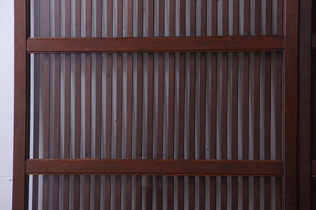 和製アンティーク　古い木のシンプルな格子戸4枚セット