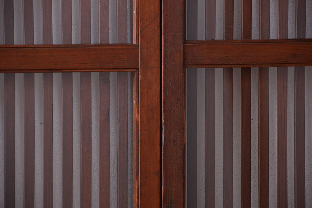 和製アンティーク　古い木のシンプルな格子戸4枚セット