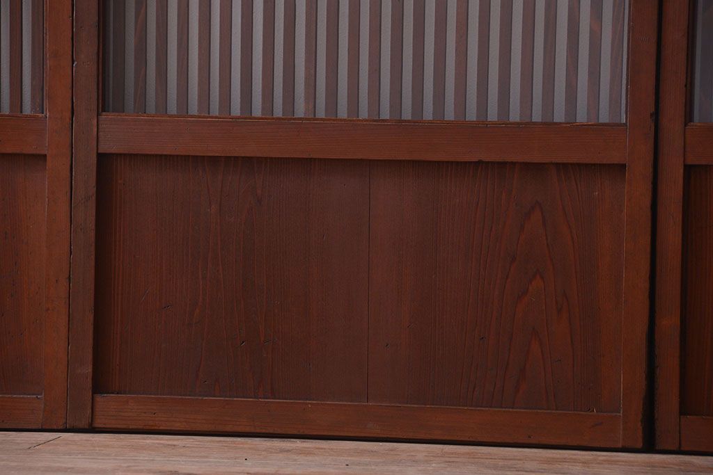 和製アンティーク　古い木のシンプルな格子戸4枚セット