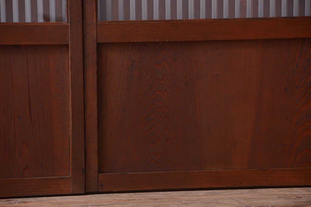 和製アンティーク　古い木のシンプルな格子戸4枚セット