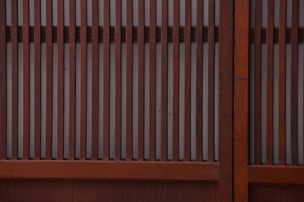 和製アンティーク　古い木のシンプルな格子戸4枚セット