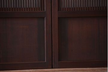 古民具・骨董　裏障子付き!デザインガラス帯のアンティーク格子戸4枚セット