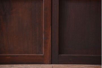 古民具・骨董　裏障子付き!デザインガラス帯のアンティーク格子戸4枚セット