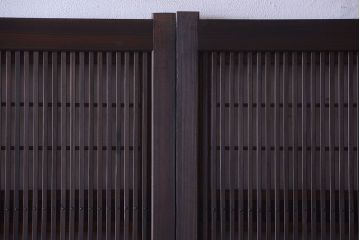 古民具・骨董　裏障子付き!デザインガラス帯のアンティーク格子戸4枚セット