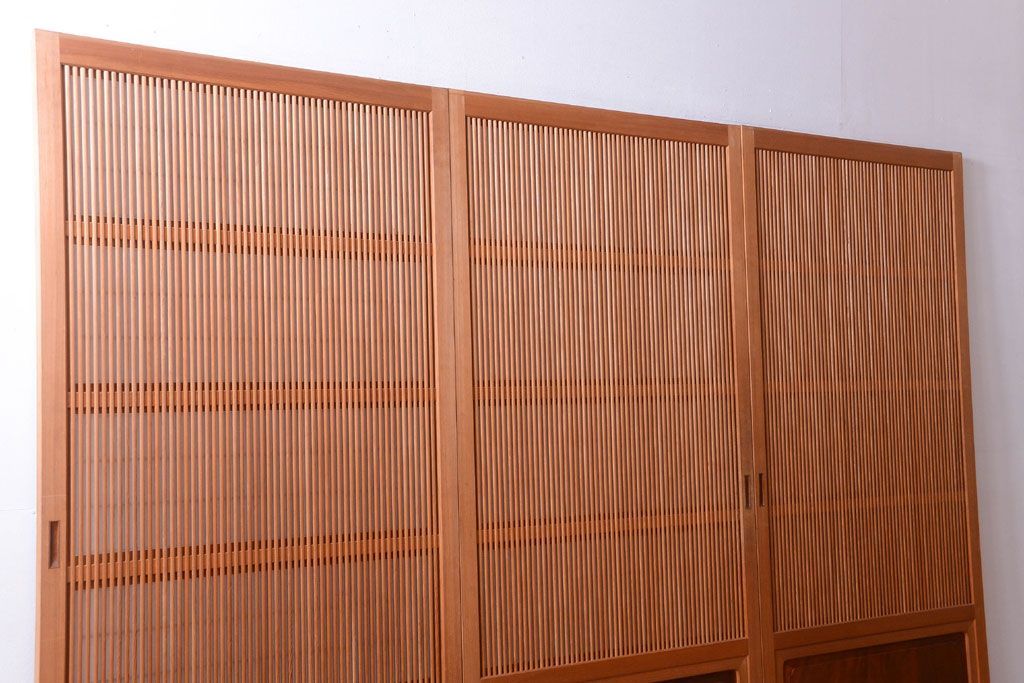 アンティーク　高級品!腰板欅材の木味障子格子戸3枚セット