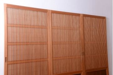 アンティーク　高級品!腰板欅材の木味障子格子戸3枚セット