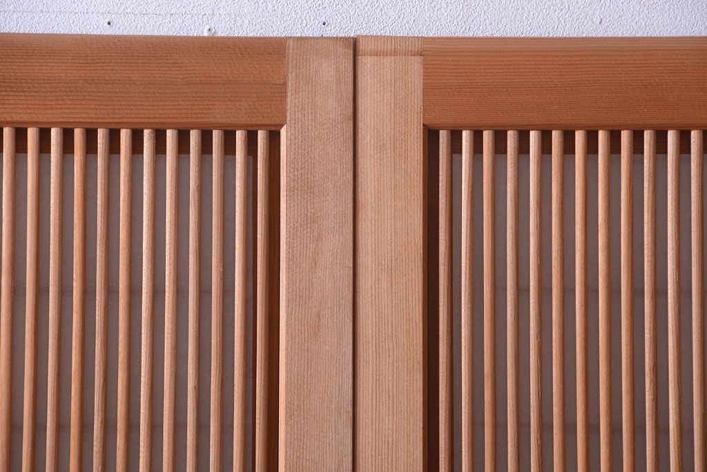 アンティーク　高級品!腰板欅材の木味障子格子戸3枚セット