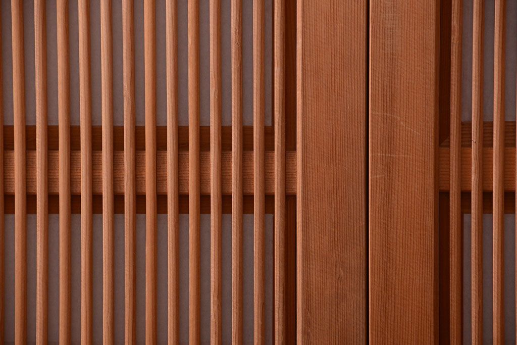 アンティーク　高級品!腰板欅材の木味障子格子戸3枚セット