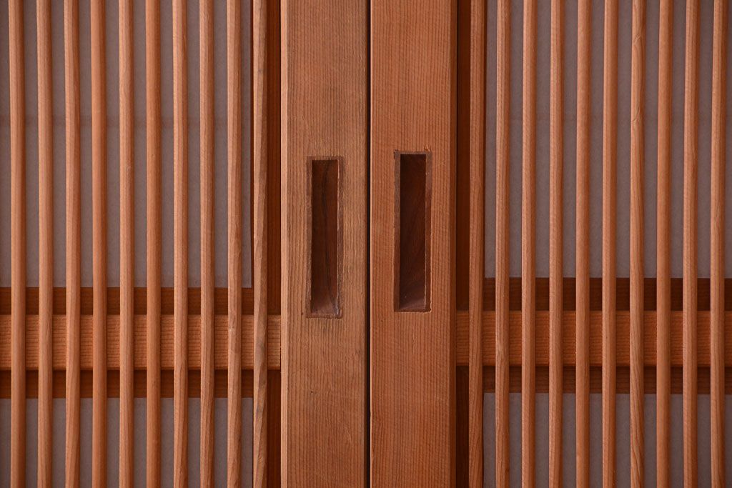 アンティーク　高級品!腰板欅材の木味障子格子戸3枚セット