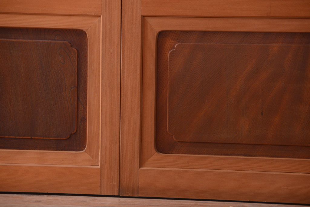 アンティーク　高級品!腰板欅材の木味障子格子戸3枚セット