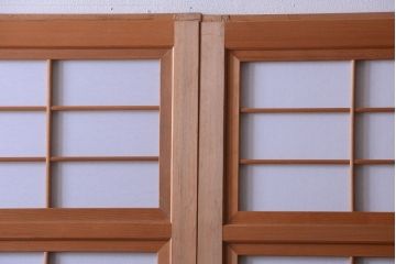 アンティーク　高級品!腰板欅材の木味障子格子戸3枚セット