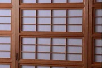 アンティーク　高級品!腰板欅材の木味障子格子戸3枚セット