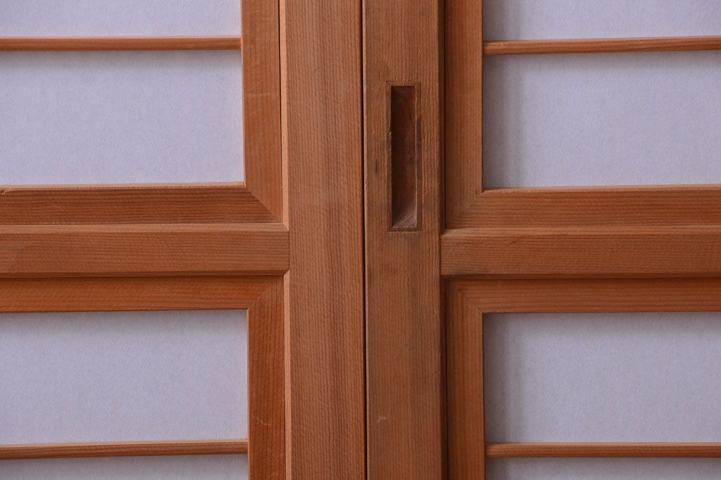 アンティーク　高級品!腰板欅材の木味障子格子戸3枚セット