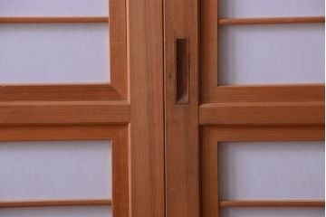 アンティーク　高級品!腰板欅材の木味障子格子戸3枚セット