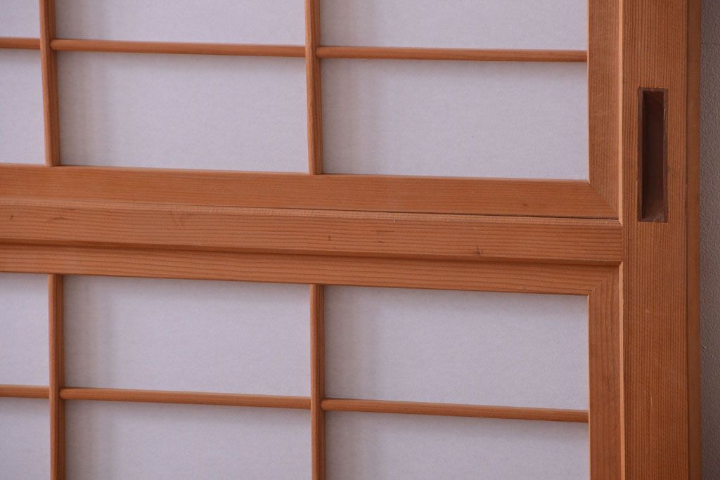 アンティーク　高級品!腰板欅材の木味障子格子戸3枚セット