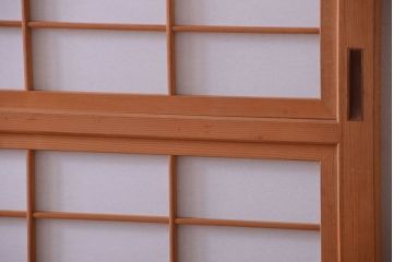 アンティーク　高級品!腰板欅材の木味障子格子戸3枚セット
